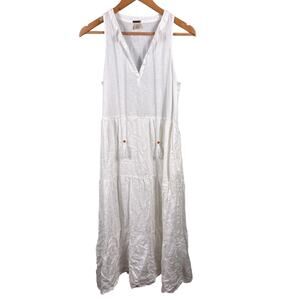 Magaschoni Maxi Dress Women's Size Small White Linen Tassel‎ Lined Summer